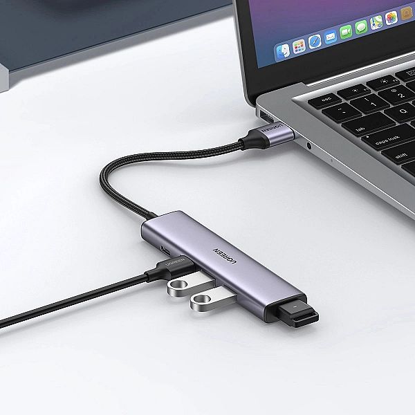 Ugreen rozdzielacz HUB USB - 4x USB 3.0 szary (CM473, 20805)