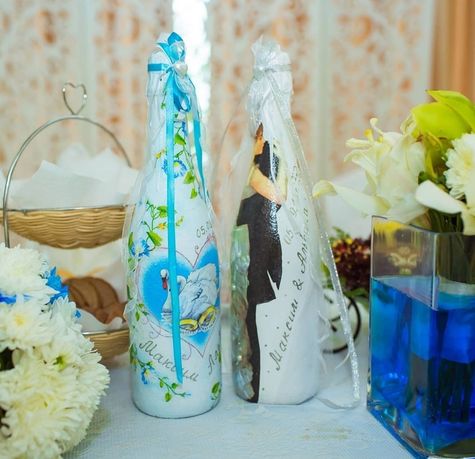 Декор свадебных бутылок,бокалов,свечей, на любой вкус,любую тематику