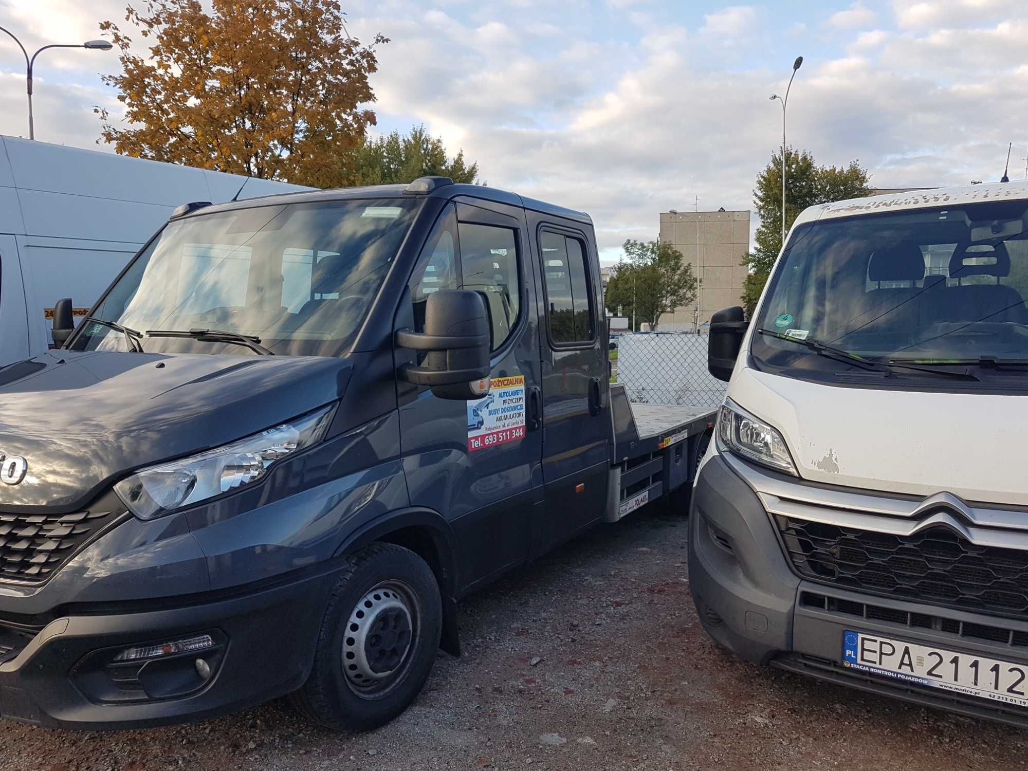 Laweta 2 auta Przyczepa pod koparkę Autolaweta bus kontener WINDA