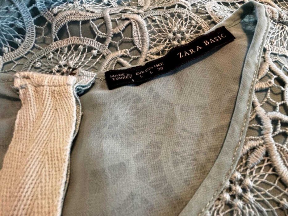 Blusa de renda cor verde - Zara