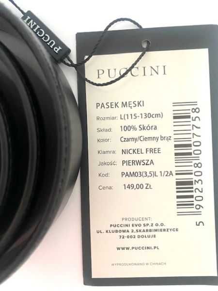 NOWY pasek skórzany z etykietą