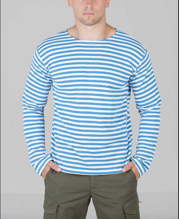 Тельняшка настоящая ГОСТ мужская голубая/ синяя полоса Хлопок 100%