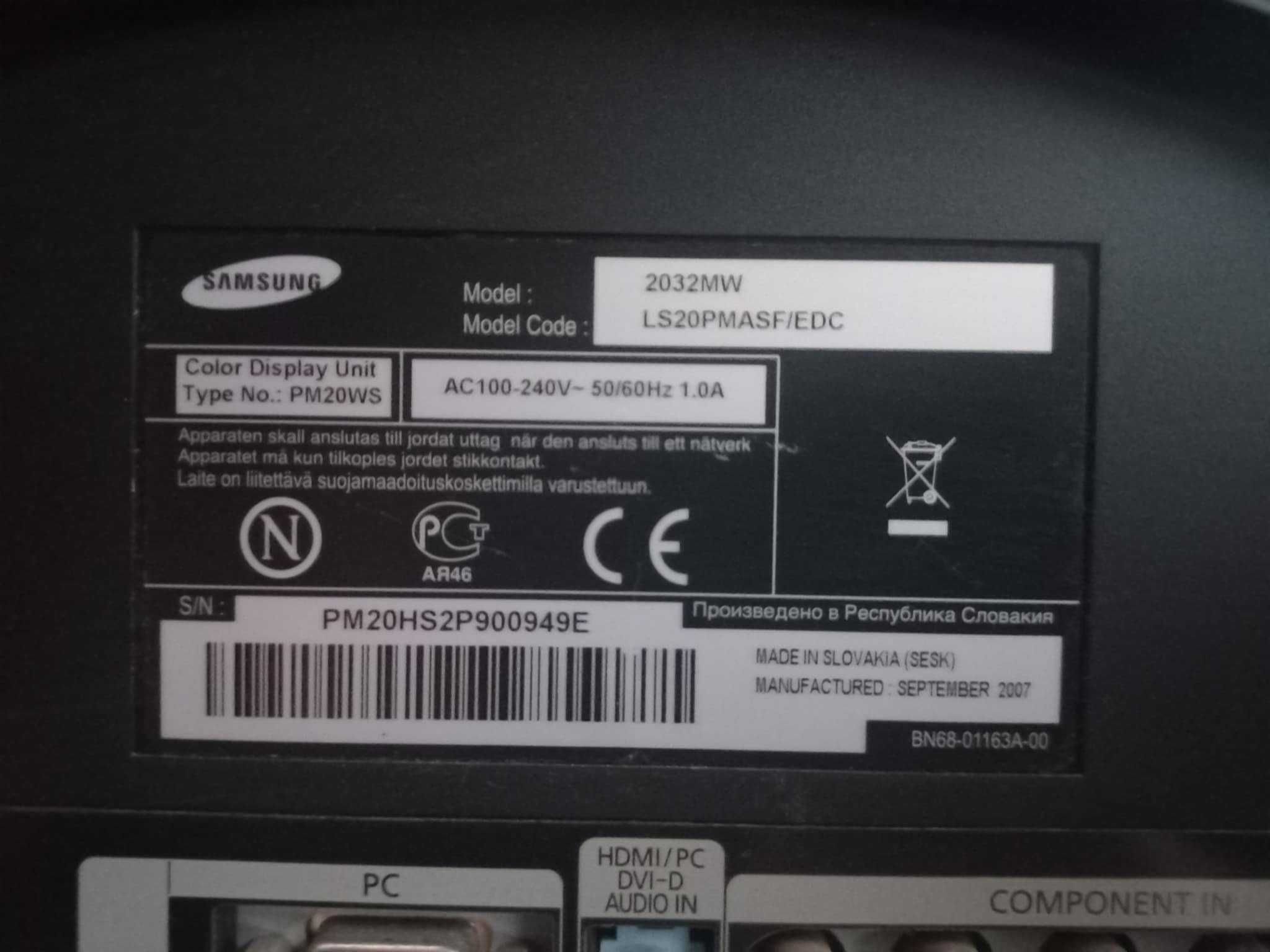 TV i monitor 20 Calowy SAMSUNG -LS20PMASF/EDC