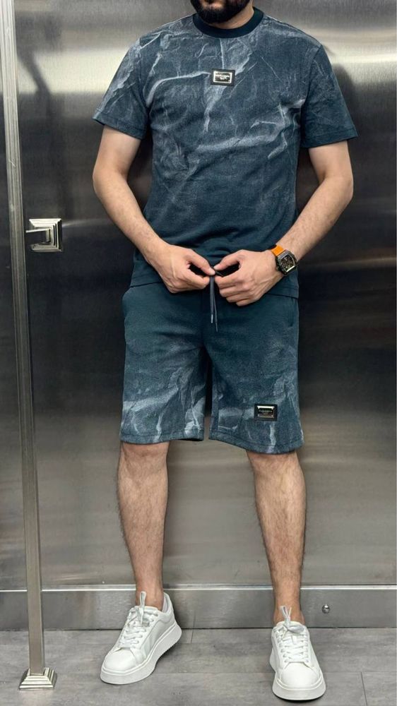 ТОР Чоловічий брендовий комплект шорти/футболка M,L,XL,2XL сірий/білий