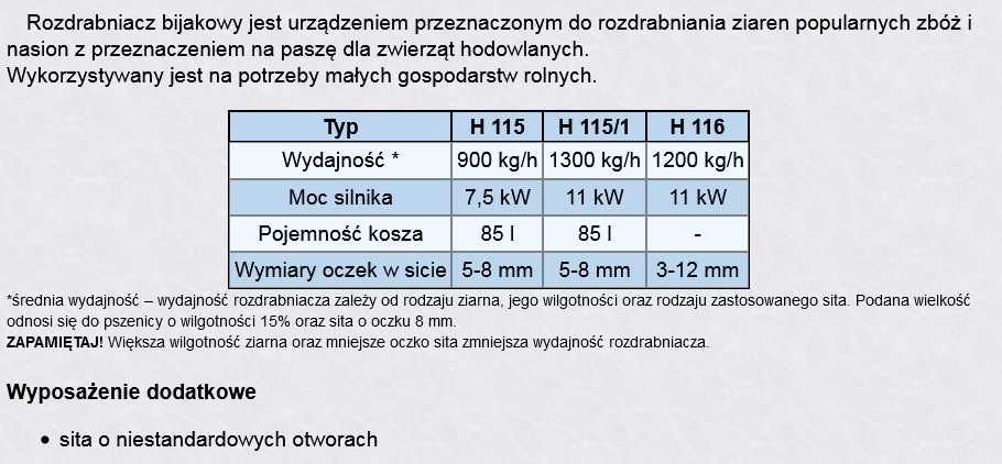 Rozdrabniacz bijakowy H115 POM Augustów śrutownik zgniatacz 7,5kW