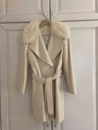Кашемірове пальто, жіноче пальто, пальто з хутром розмір 38