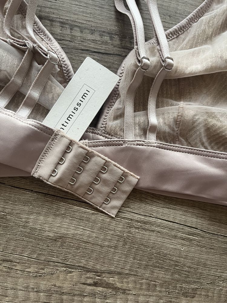 Komplet bielizny Intimissimi 85B beż tiul cekiny