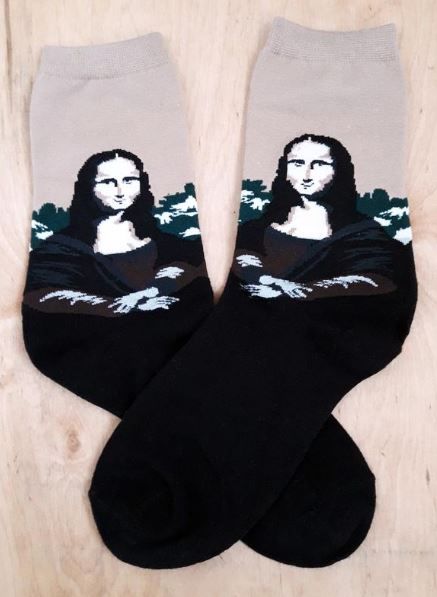 Носки принт Мона Лиза, Кальмары. Шкарпетки арт