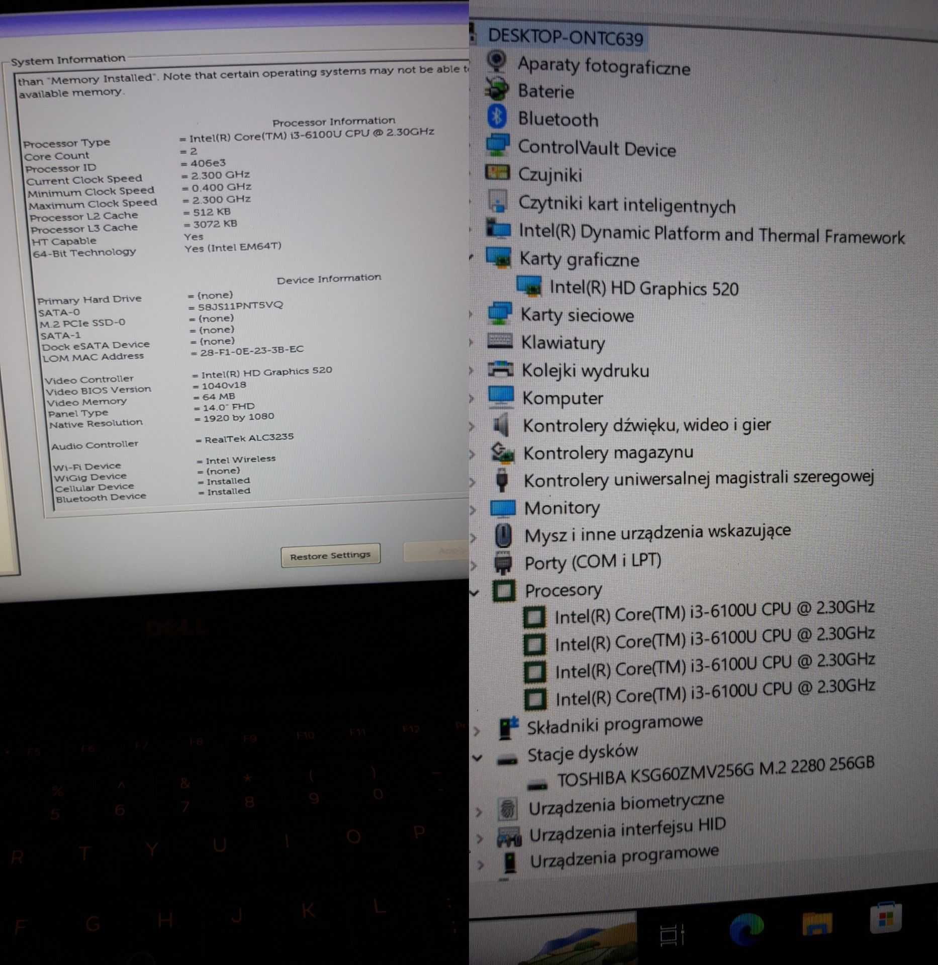 Dell Latitude E5470 i3-6100u 8gb dysk 256ssdm2