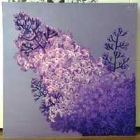 obraz "kwiaty" na metalicznym tle, karton 50x50