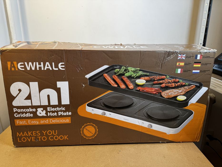 Електроплита 2 конфорки + гриль панель 2в1 настільна плита