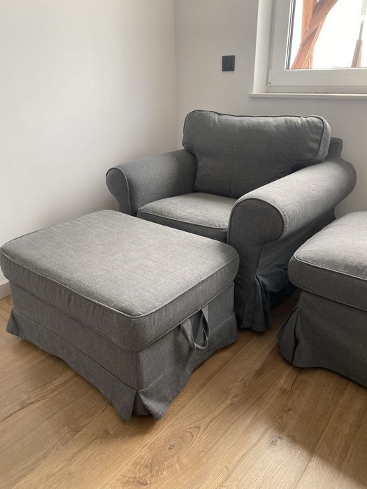 Fotel + podnóżek IKEA EKTORP
