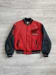 Vintage Honda Ride Red Kurtka Skórzana Ala Motocyklowa Baseballowa XL