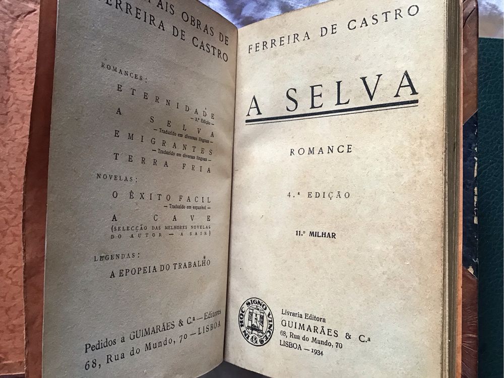 A Selva,  Ferreira de Castro. 1934. Encadernado. Portes gratis.