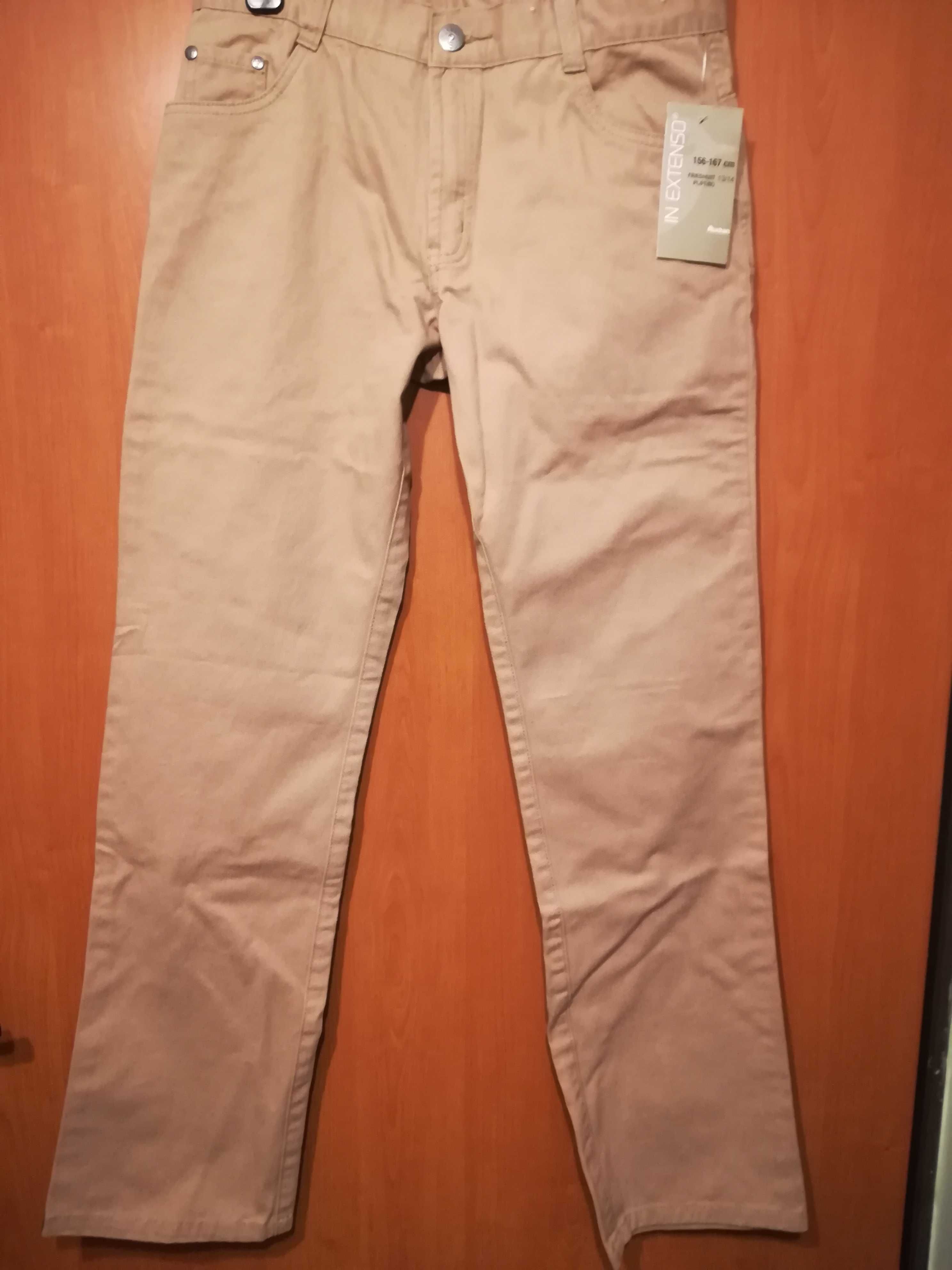 spodnie chłopięce 100% bawełna/twill jasny brąz lub khaki; 156-167 cm