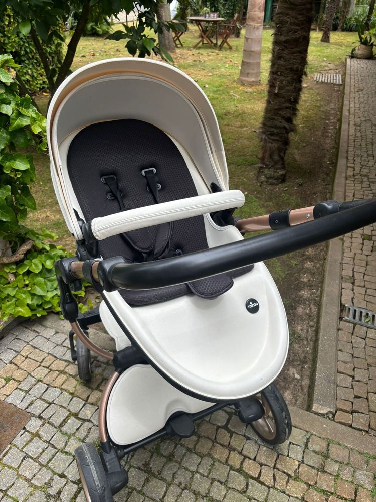 Carrinho bebé Mima Xari branco e rose gold