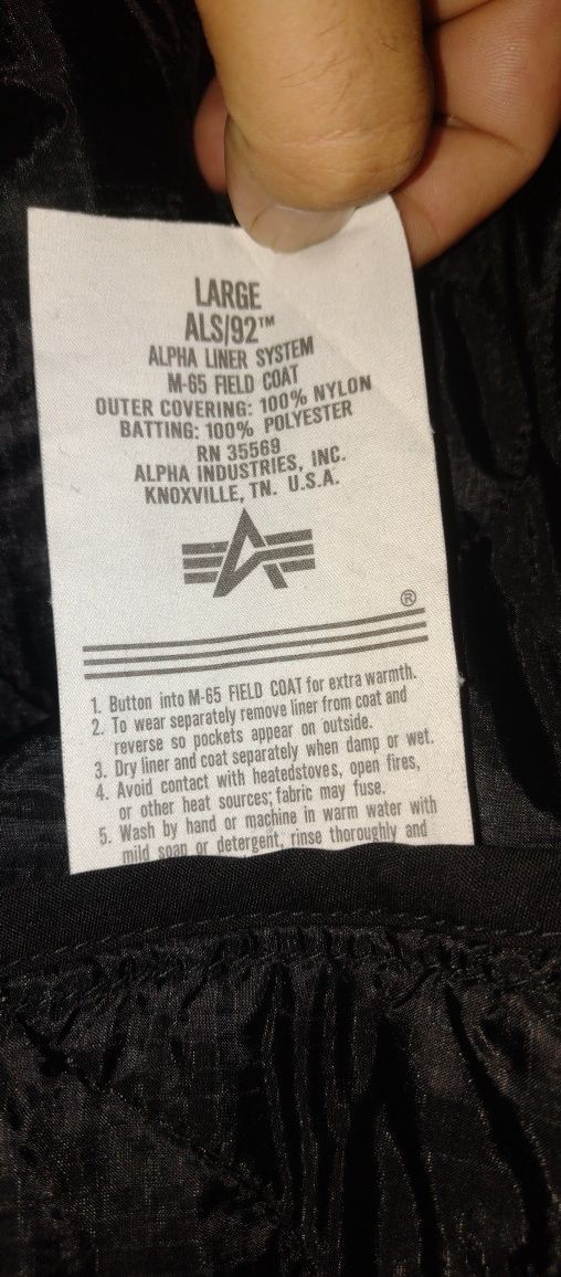 Полевая куртка M-65 Black Alpha Industries с подстежкой LINER (ALS/92)