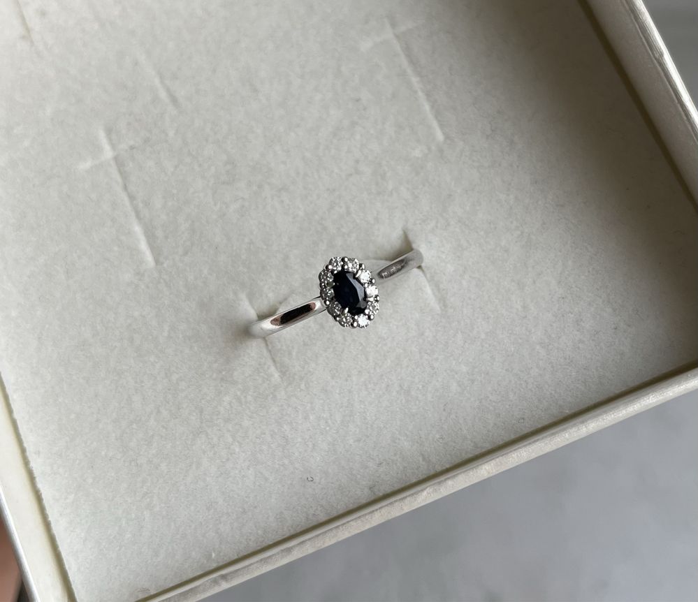 pierscionek białe złoto 585,diamenty,szafit
