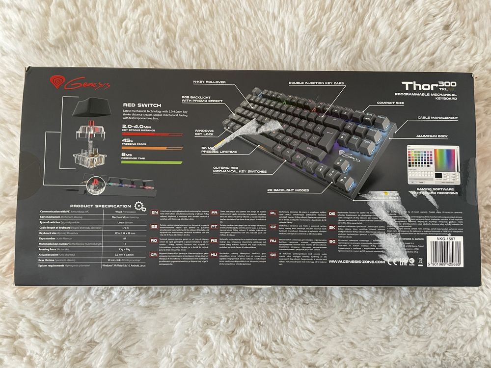 Klawiatura mechaniczna gamingowa Genesis Thor 300 TKL RGB