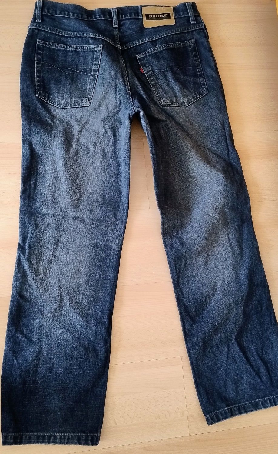 Spodnie męskie Bridle Jeans z szeroką nogawką, niski stan, ciemny jean
