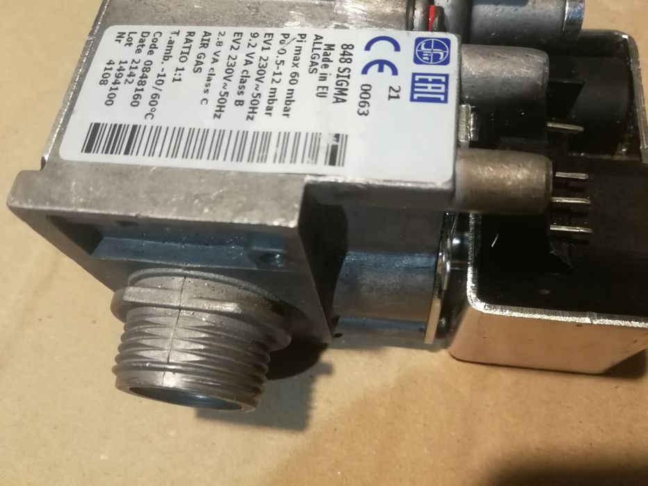 Zawor gazowy Sigma 848 nie uzywany 0063 Allgas Code 848160