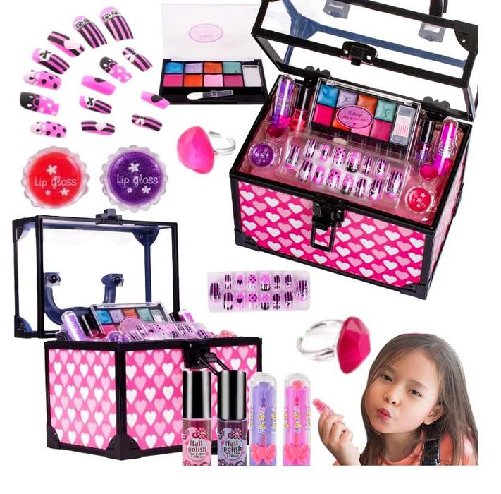 KUFEREK KOSMETYKÓW Makijażu I Paznokci Domowe Spa Duży Zestaw