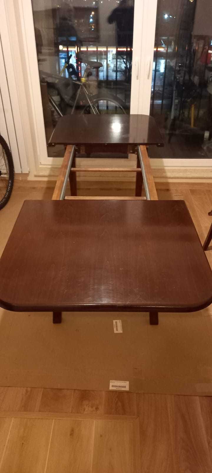 Stół drewniany rozkładany + 8 krzeseł -  KOMPLET 160-250cmx90cm