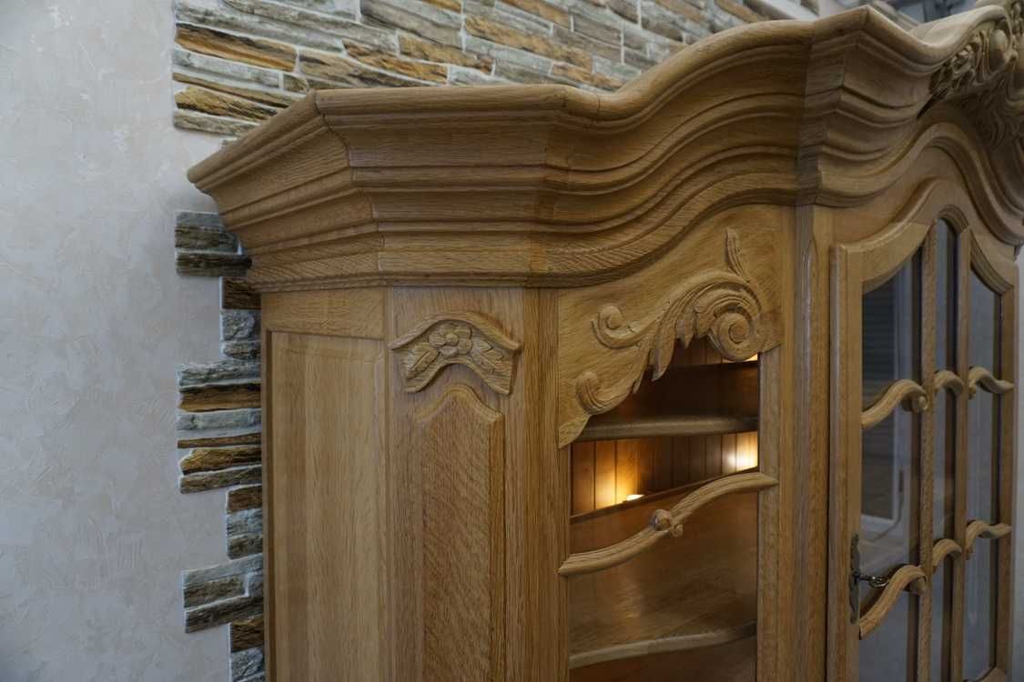 witryna dębowa przepiękna kredens z litego dębu podśw. 170 cm   p-1235