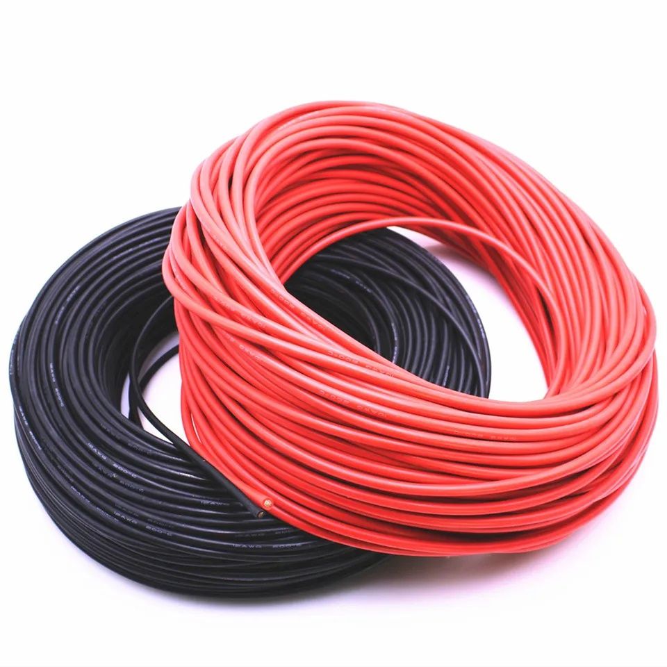 Кабель 12AWG провод в силиконовой изоляции красный/черный
