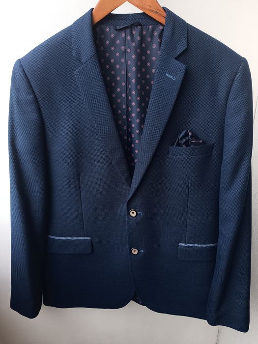 Wysokiej jakości marynarka męska, granat/szary,  rozm. 176/54