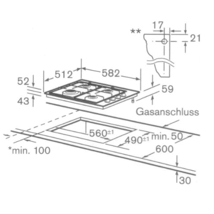 Placa Gás Natural BOSCH PCD615DEU
