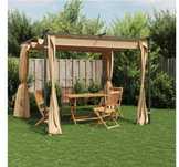 Altana, pergola ogrodowa z zasłonami, 3 x 3 m