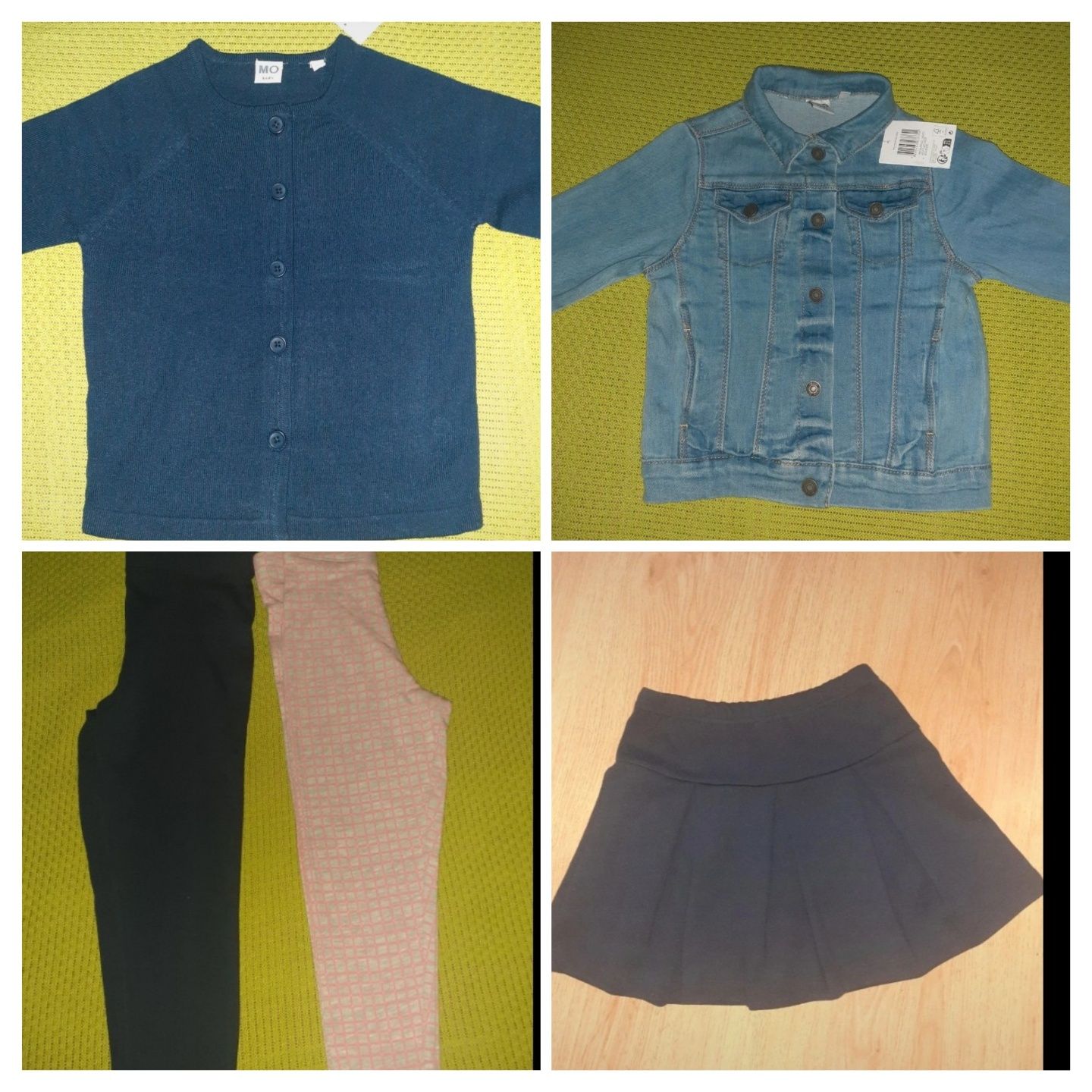 Blusão ganga, casaco malha, leggings, camisola, vestidos 4-5anos