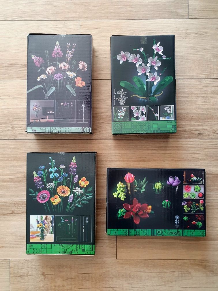 4 nowe klocki Botanicals bukiet polnych kwiatów orchidea sukulenty