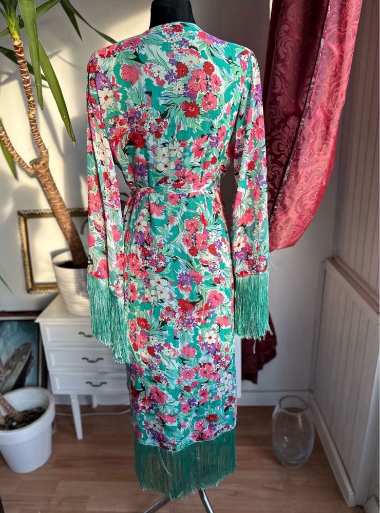 Nasty gal kopertowa sukienka maxi kwiatami Fredzlami  L 40 midaxi midi