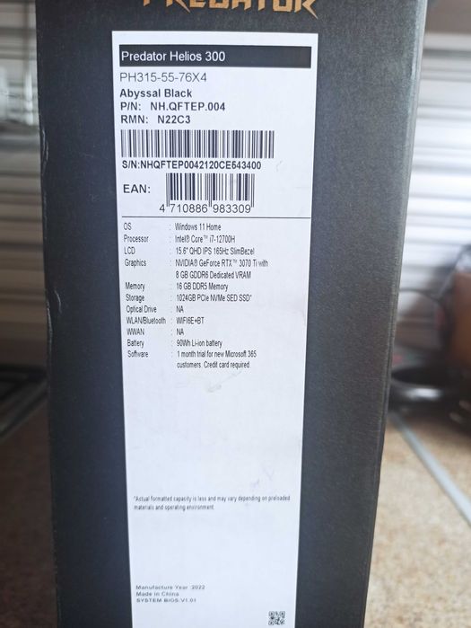 Laptop ACER Predator Helios 300