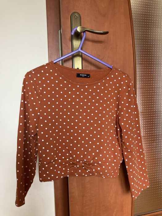 miedziana bluzeczka crop top rękaw 3/4