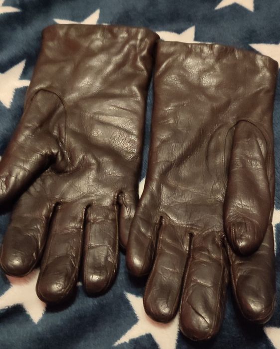Теплі шкіряні жіночі перчатки