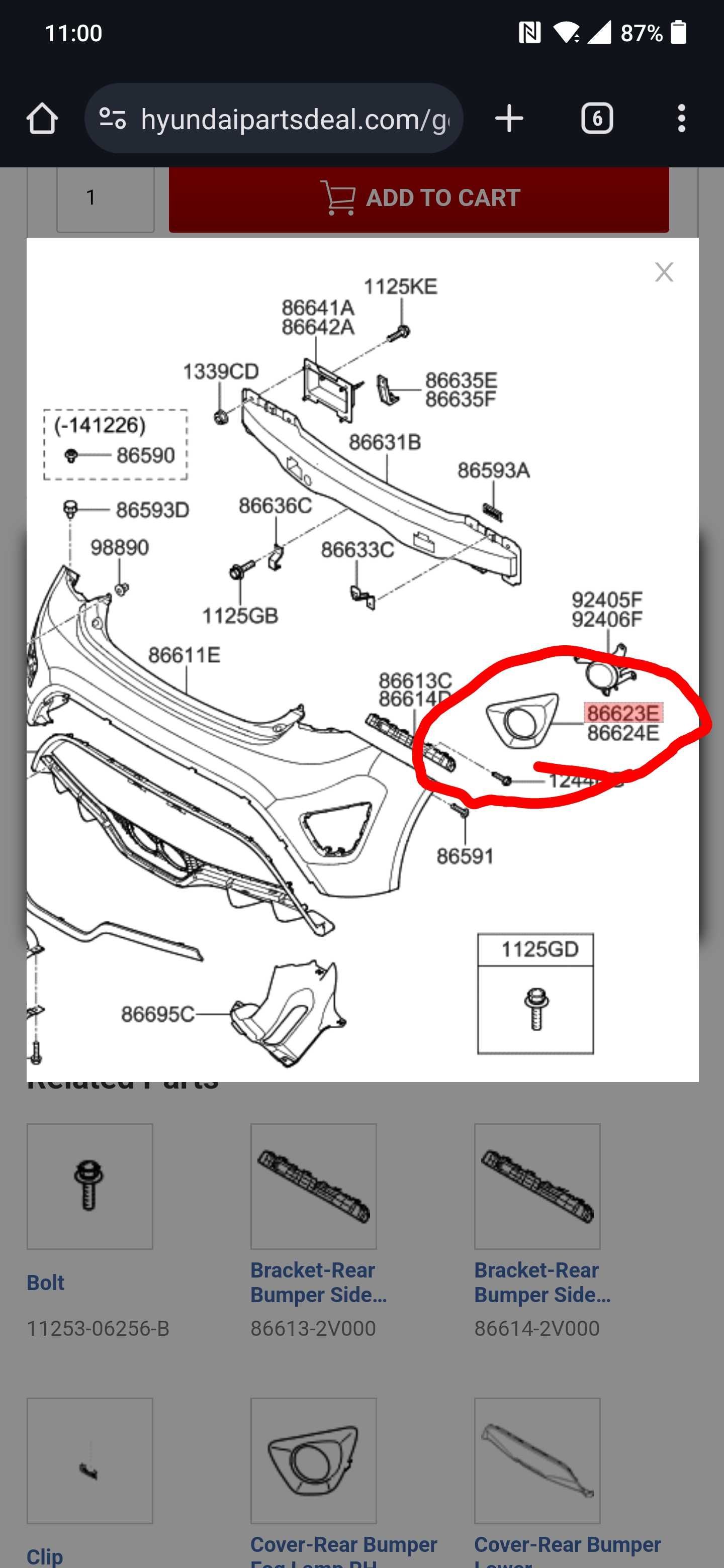 Задня ліва рамка на катафот Hyundai Veloster turbo 866232V500