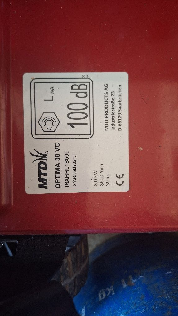 Wertykulator aerator MTD optima 38 VO 3,0 KW