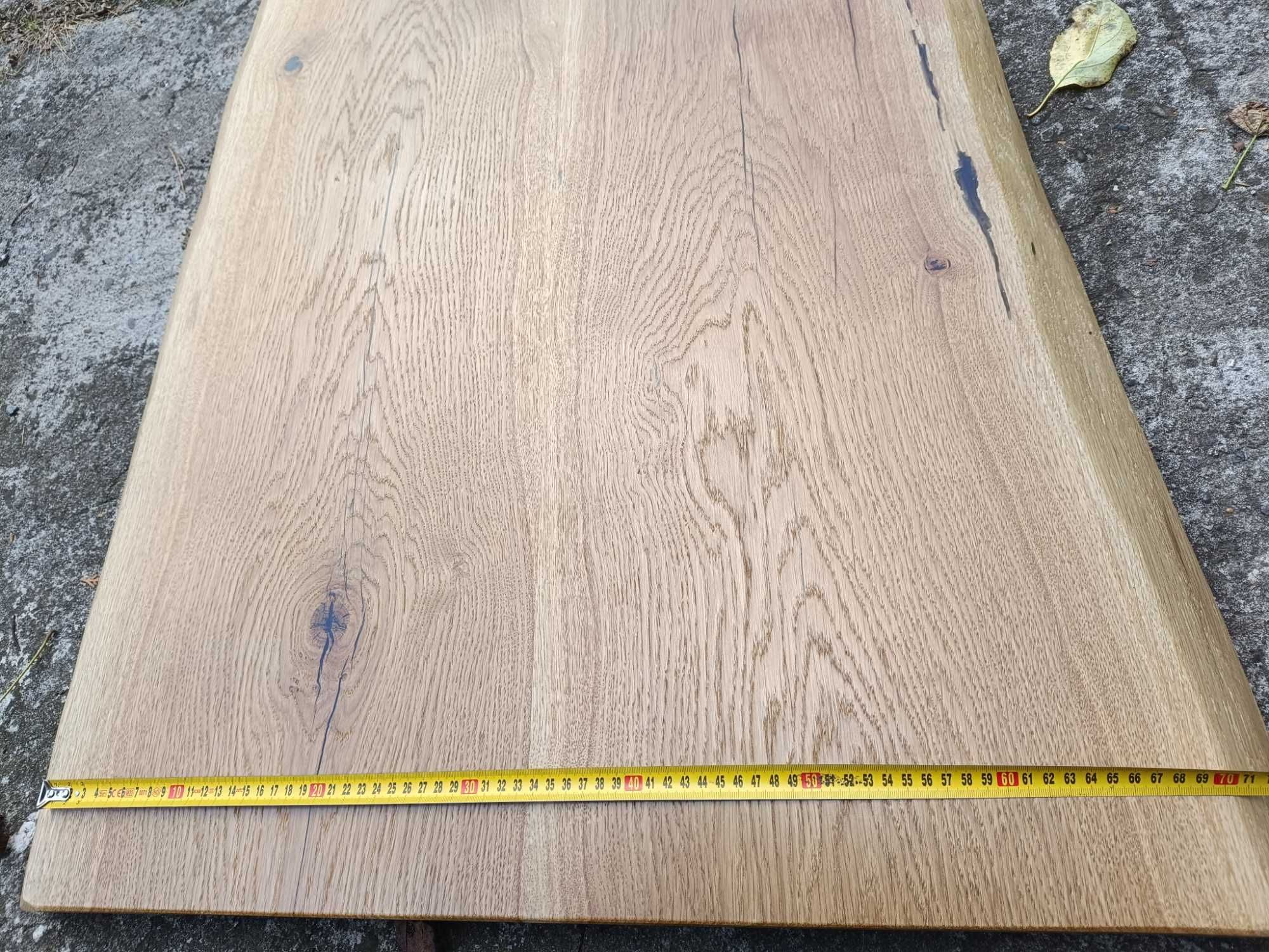Rustykalny blat dębowy na biurko ławę Live Edge 130x73