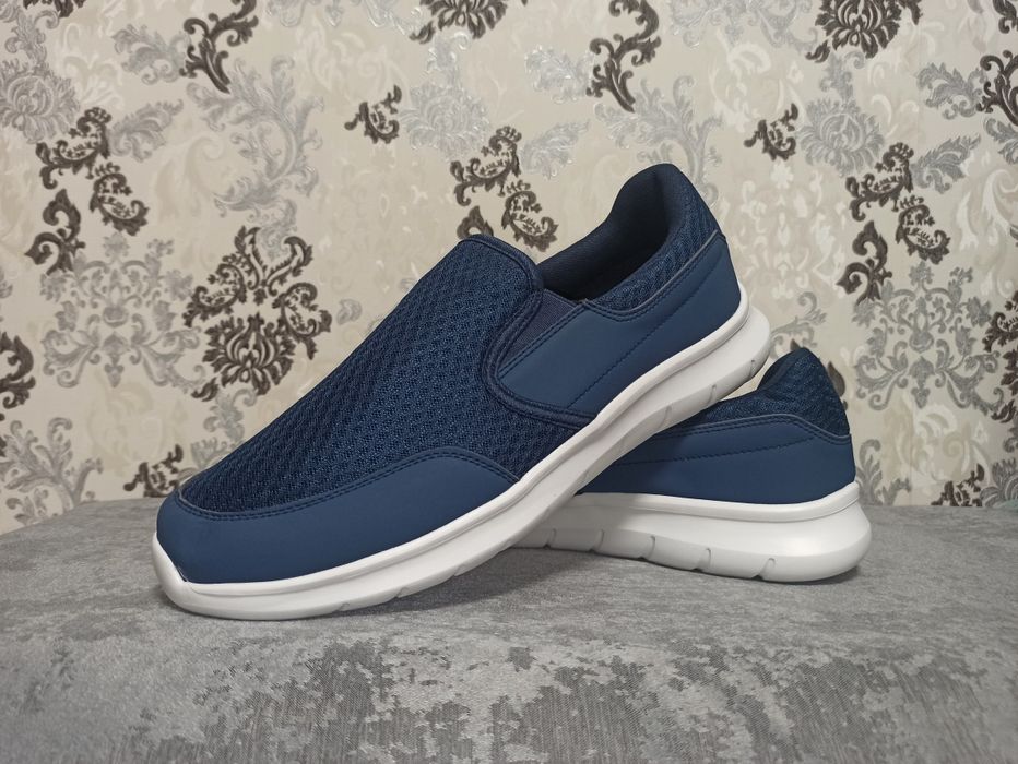 Мокасины синего цвета текстиль. размер 47