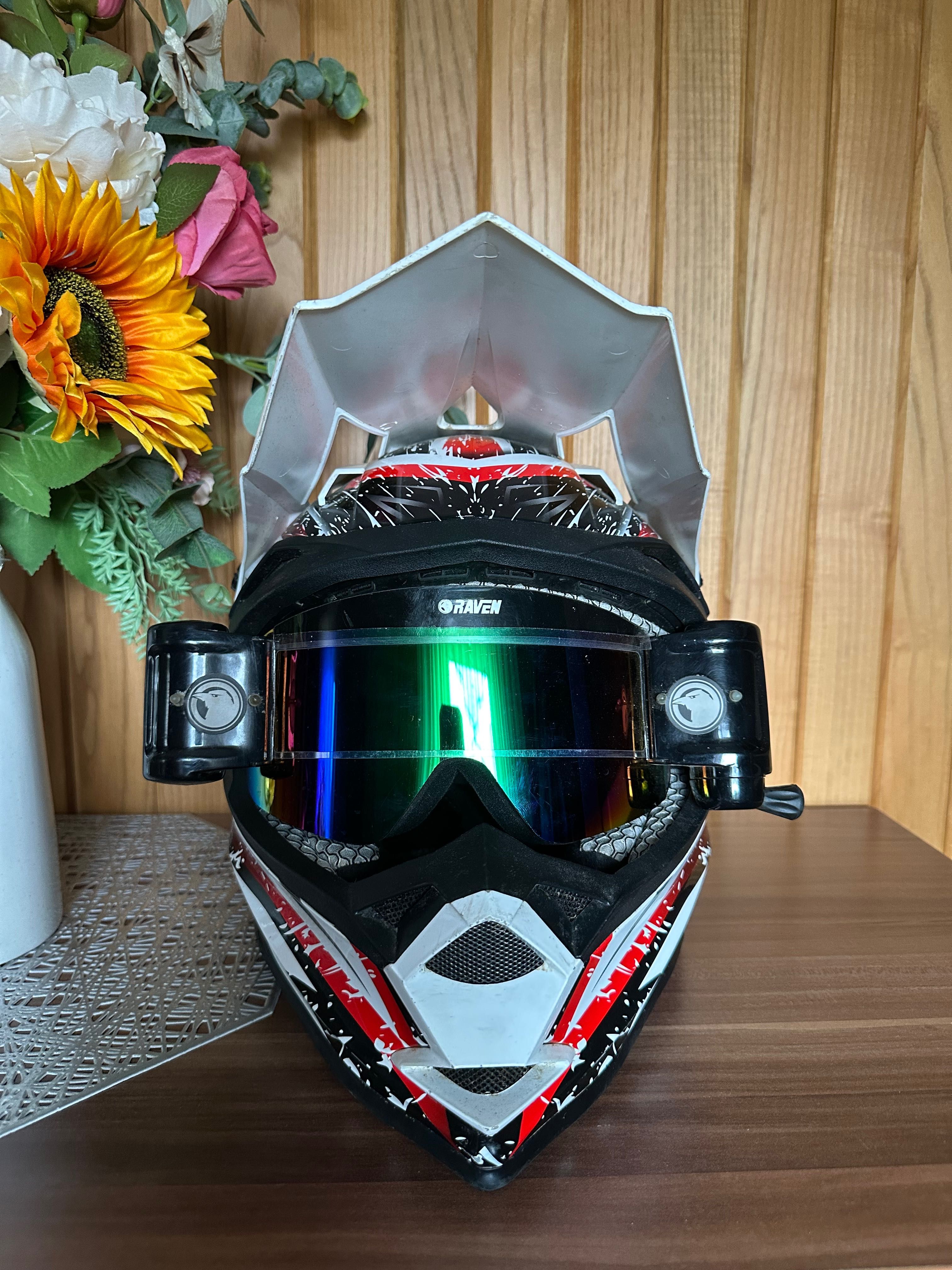 Kask z goglami cross V-can S