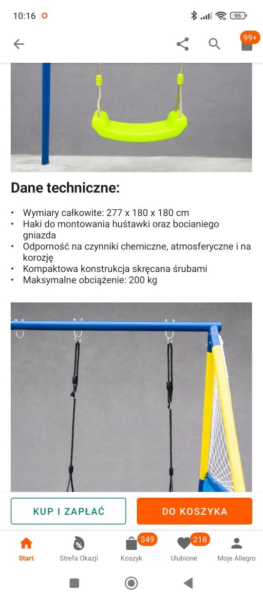 Sprzedam huśtawkę dla dzieci koszykówka