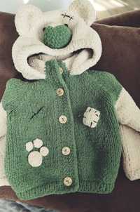 Ведмедик Тедді в'язана дитяча куртка для хлопчиків та дівчат