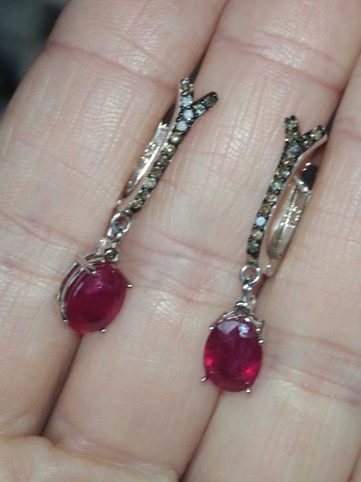 Kolczyki z Rubinem i Diamentami. Certyfikat!