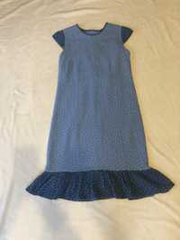 Błękitna sukienka  bawełniana w kropki M/L