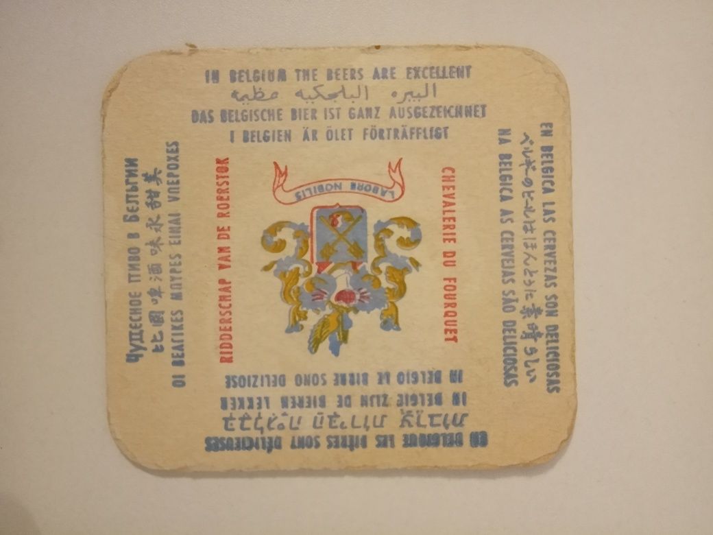 Podkładka pod piwo pocztówka Bruksela adresowana do Polski 1969 rok