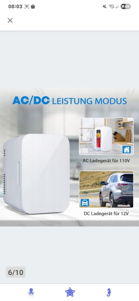 Mini lodówka przenośna 4 L  12v, 220- 240v