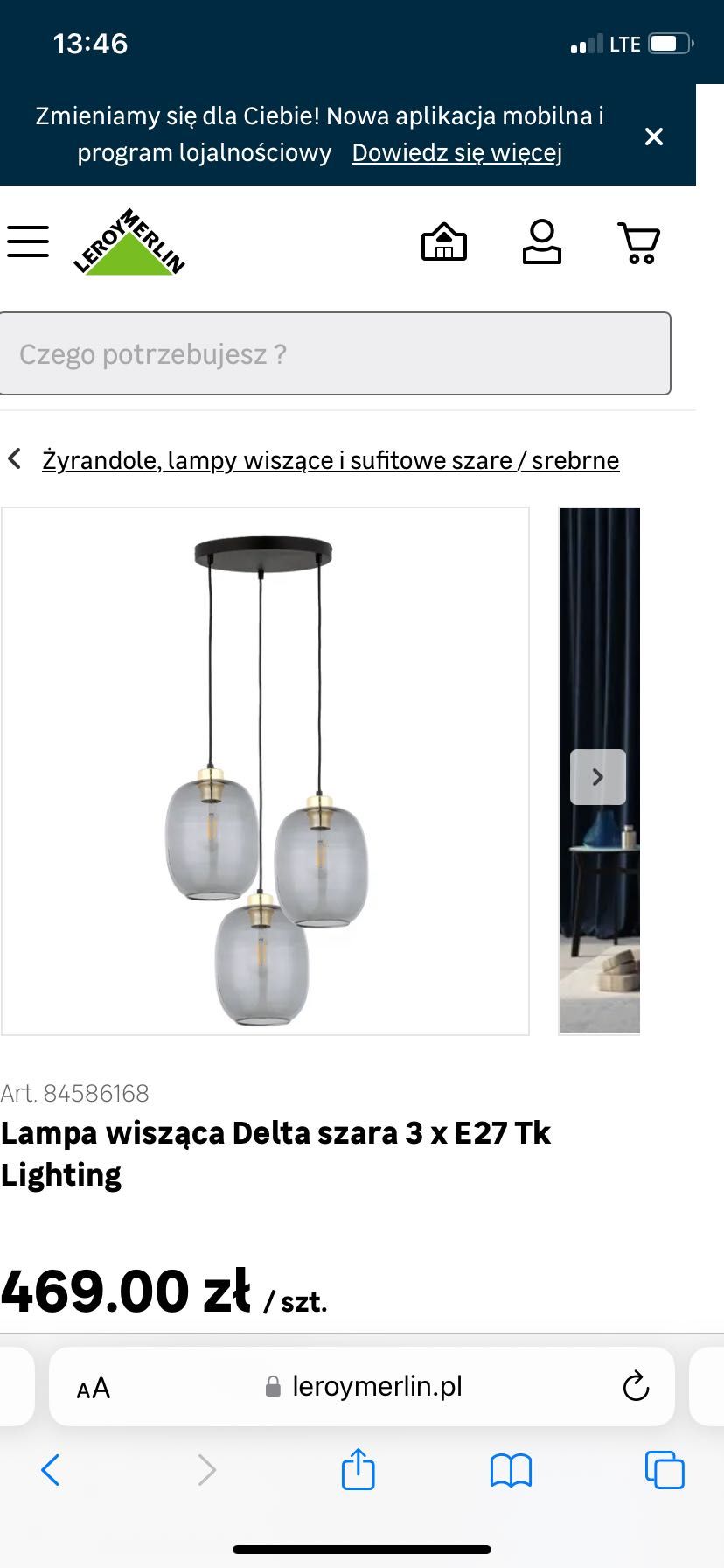 Lampa wisząca nowa